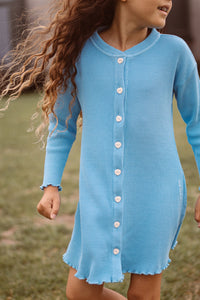 Waffle Sky Dress- Sky Blue