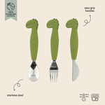 Load image into Gallery viewer, Trixie Silicone Cutlery Set 3 pack- Mr. Dino
