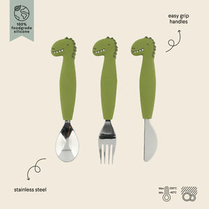 Trixie Silicone Cutlery Set 3 pack- Mr. Dino