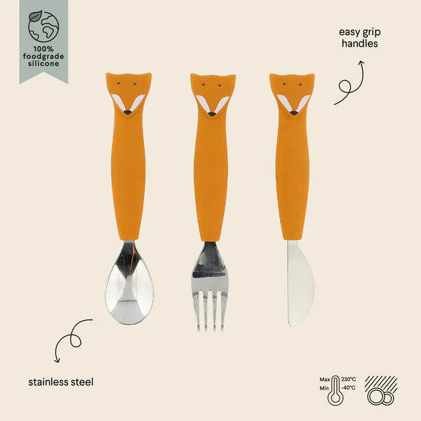Trixie Silicone Cutlery Set 3 pack- Mr. Fox
