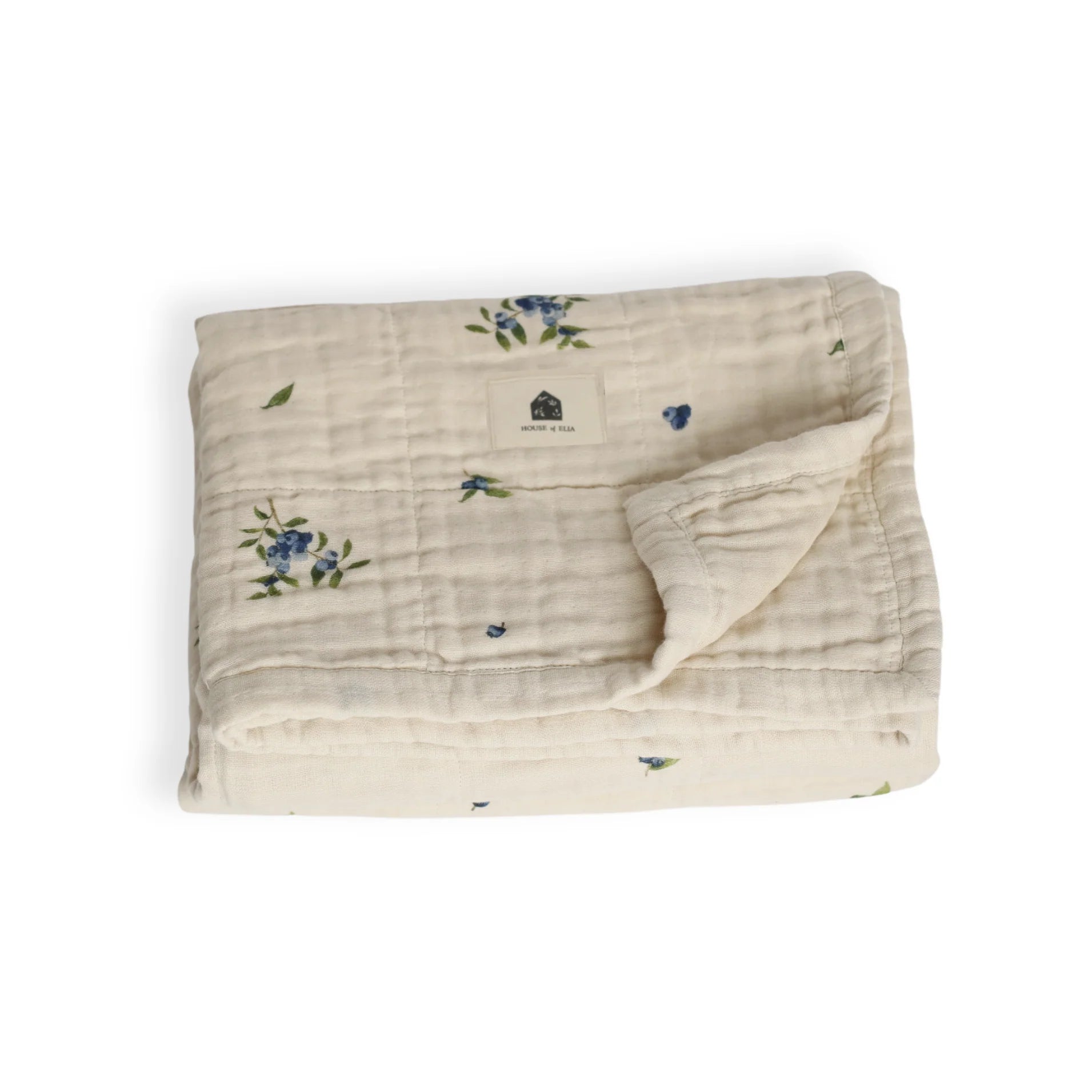 Organic Cotton Muslin Baby Blanket- Blueberry