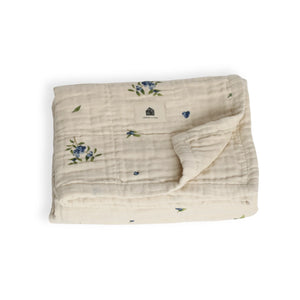 Organic Cotton Muslin Baby Blanket- Blueberry