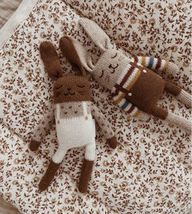 Bunny Knit Toy| Ecru Overalls