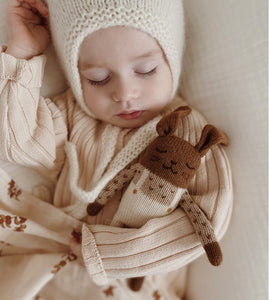 Bunny Knit Toy| Ecru Overalls