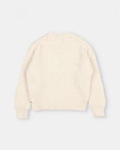 Cotton Knit Cardigan- Ecru