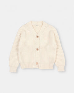 Cotton Knit Cardigan- Ecru