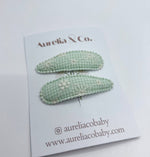 Charger l'image dans la galerie, embroidered Hair Clips- Green
