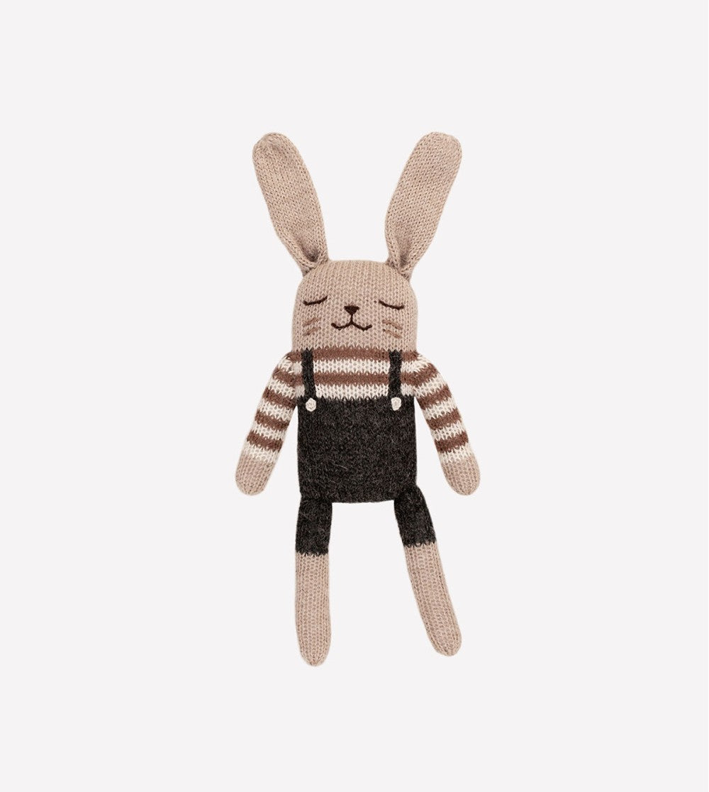 Bunny Knit Toy| Black Overalls