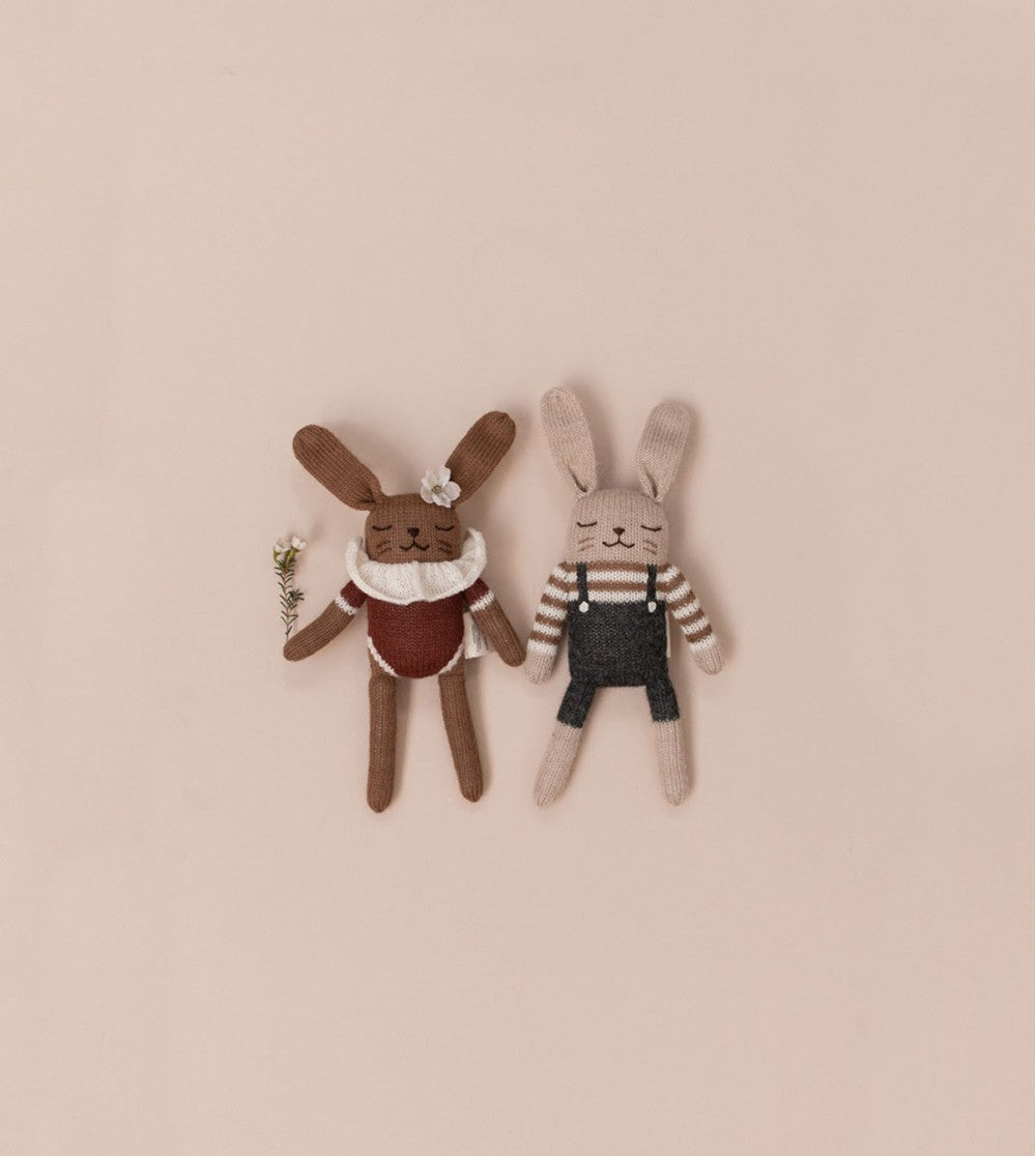 Bunny Knit Toy| Black Overalls