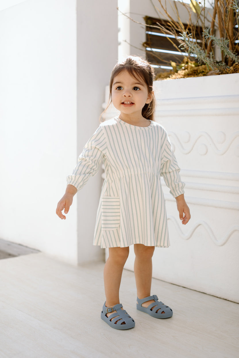 Long Sleeve dress- Stripe Away Sea