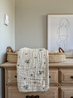 Load image into Gallery viewer, Organic Cotton Muslin Baby Blanket- Blueberry
