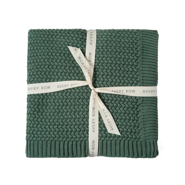 Plait Knit Blanket - Pine Green