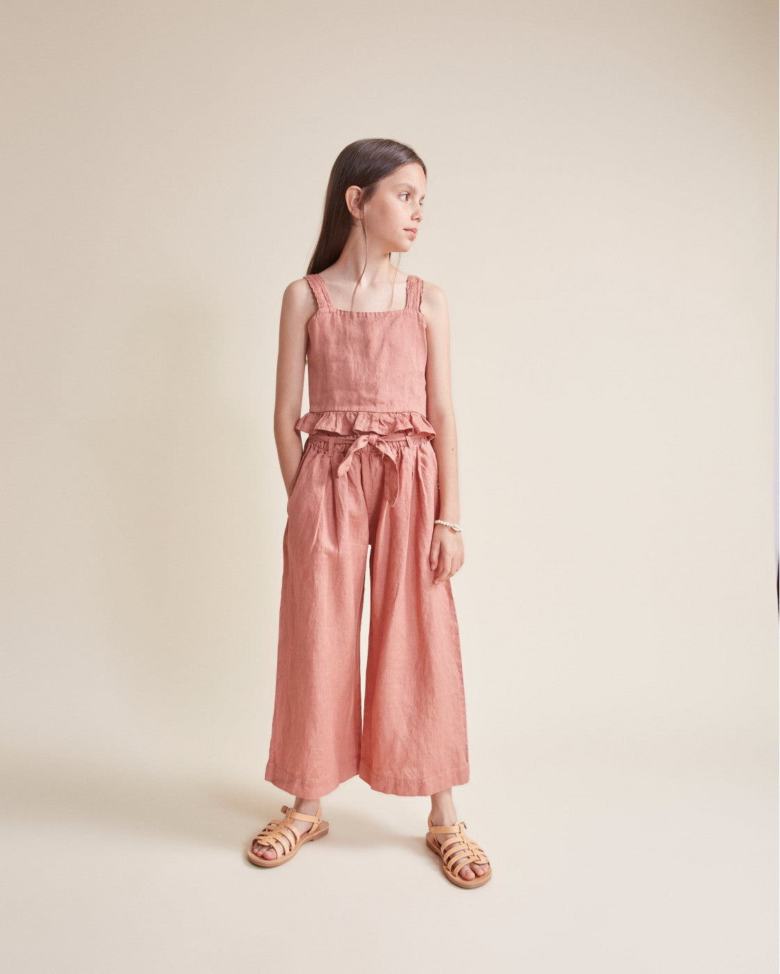 Linen Wide Pants- Argile