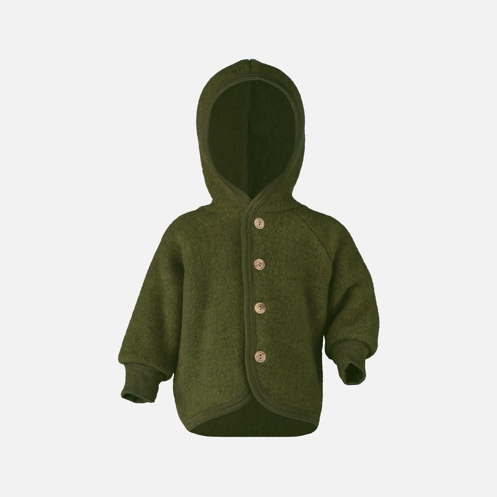 Engel Natur Hooded Jacket in Merino Wool- Reed Mélange
