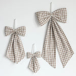 Load image into Gallery viewer, Beige Gingham Fabric Bows
