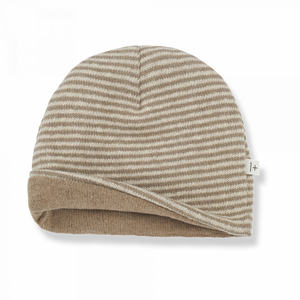 Striped Fleeced Hat- Brown