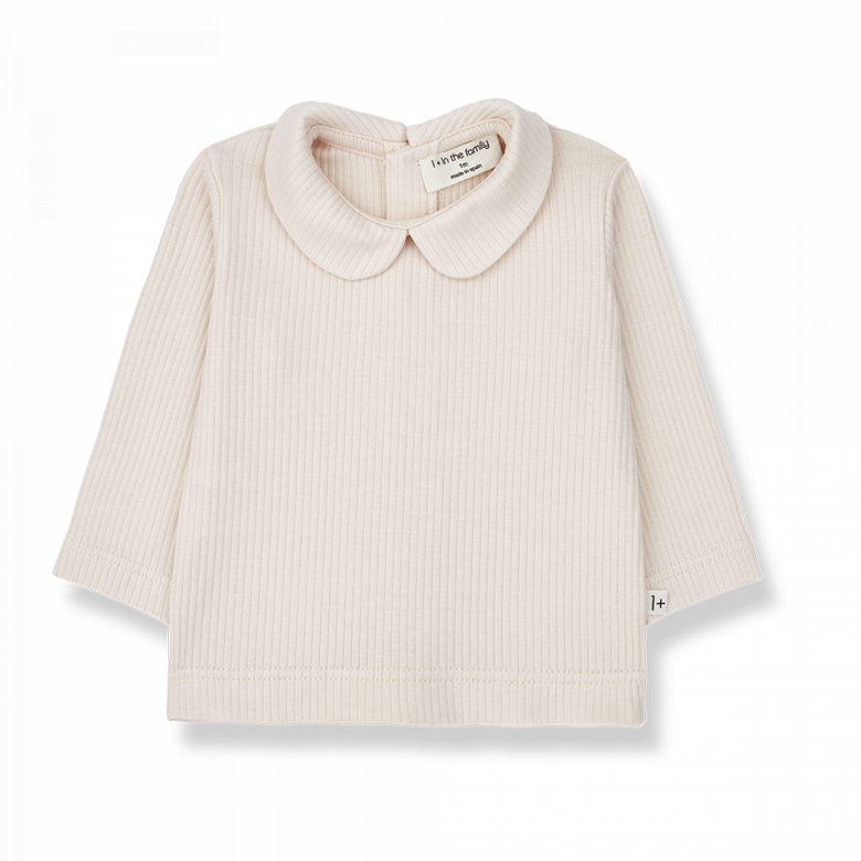 Ribbed Collar Top- Blush