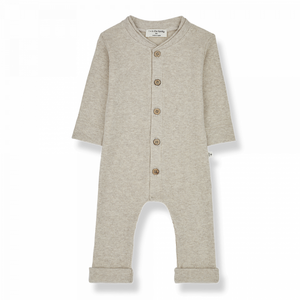 Ribbed Button Jumpsuit- Oatmeal