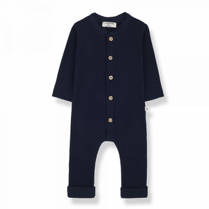 Ribbed Button Jumpsuit- Navy