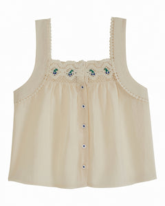 Embroided Strap Top - Chantilly