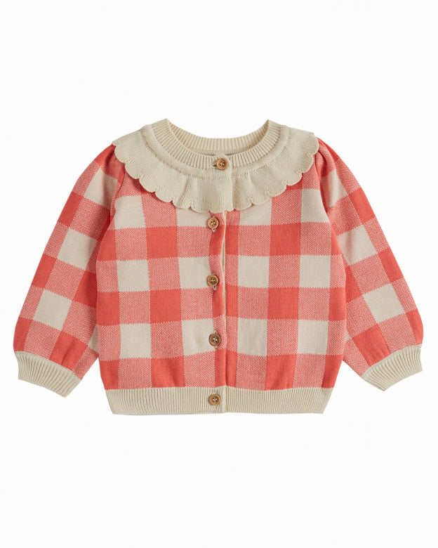 Vichy Cardigan- Rose