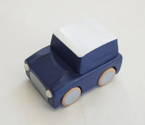 kuruma - Classic Wooden Wind Up Car- Navy