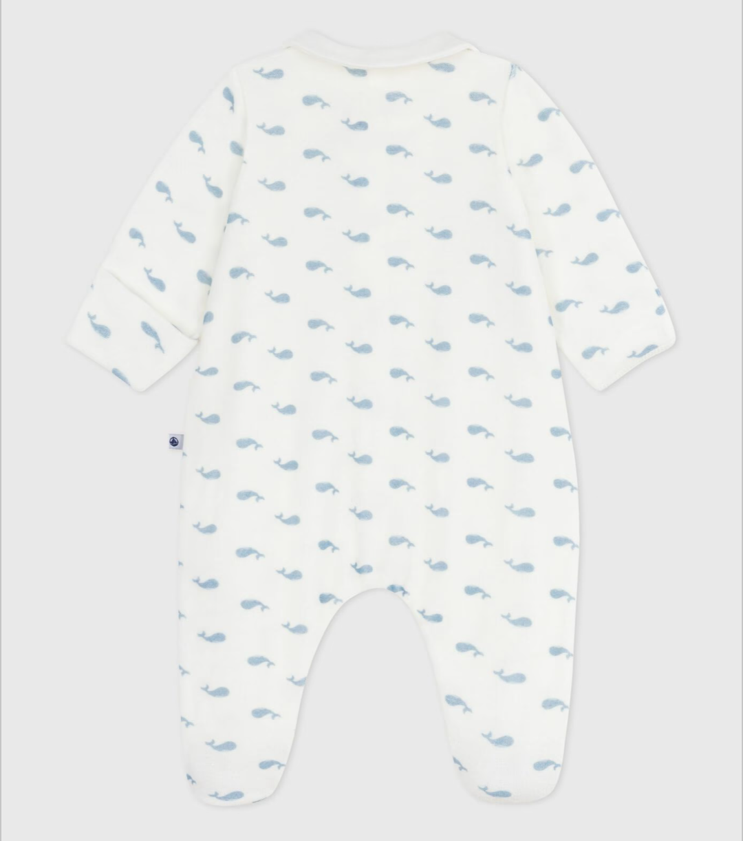 Baby velour Sleeper- Whale with collar