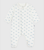 Load image into Gallery viewer, Baby velour Sleeper- Whale with collar
