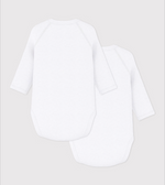 Charger l'image dans la galerie, Set of 2 long-sleeved crossover bodysuits in plain cotton
