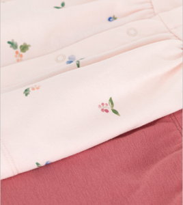 Two-piece Cotton Set with Ruffled Blouse