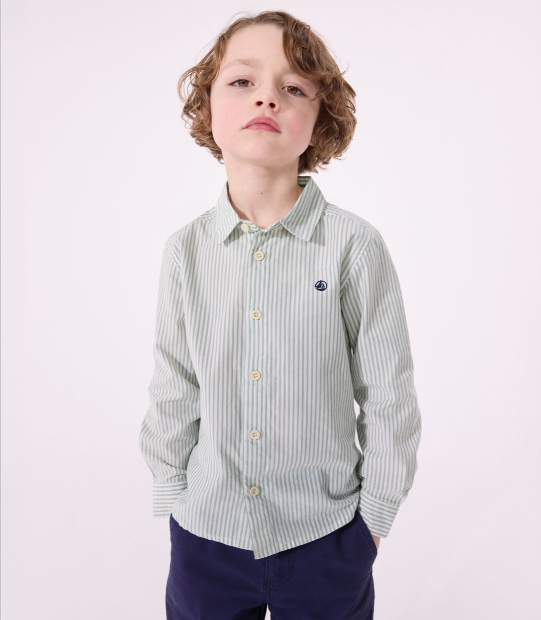 Boy's Long-sleeved Striped Cotton Shirt