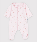 Charger l'image dans la galerie, Velour pyjama with a collar and floral print
