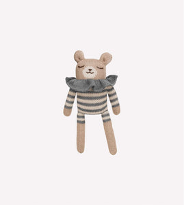 Teddy Knit Toy| Slate Striped Romper