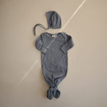Load image into Gallery viewer, Ribbed Knotted Baby Gown- Tradewinds
