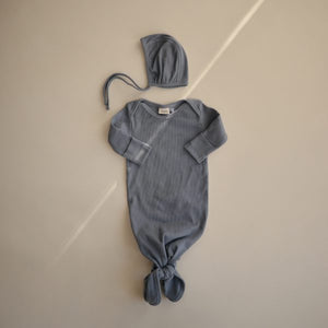 Ribbed Knotted Baby Gown- Tradewinds