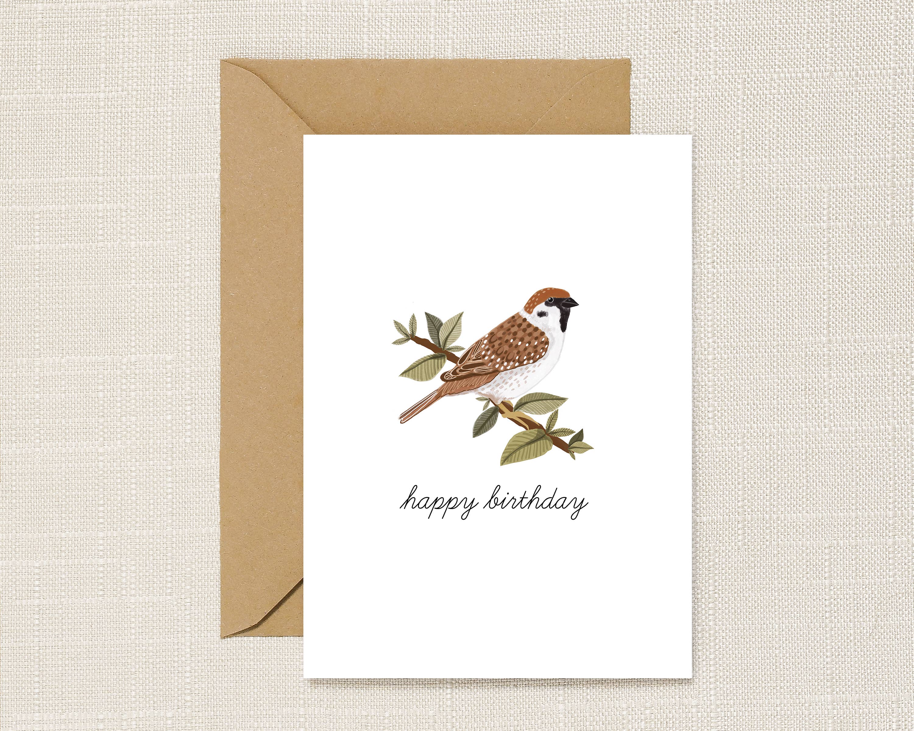 Sparrow Bird Greeting Card