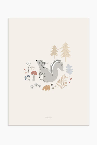 Illustrated Art Print- Autumn Squirrel