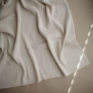 Knitted Ribbed Baby Blanket (Beige Melange)
