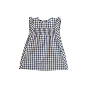 Blue check mate dress for toddlers and girls