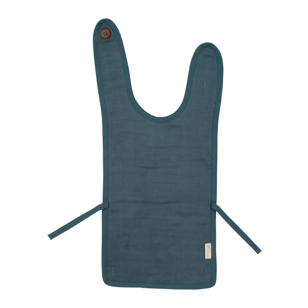 Blue bib for babies with a button