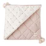 Load image into Gallery viewer, Baby blanket in rose color and tassles
