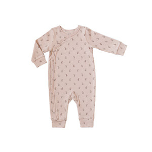 Front snap hatchling fawn print romper for kids