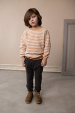 Load image into Gallery viewer, Oversized Teddy Sweater Stripes- Rose Tan
