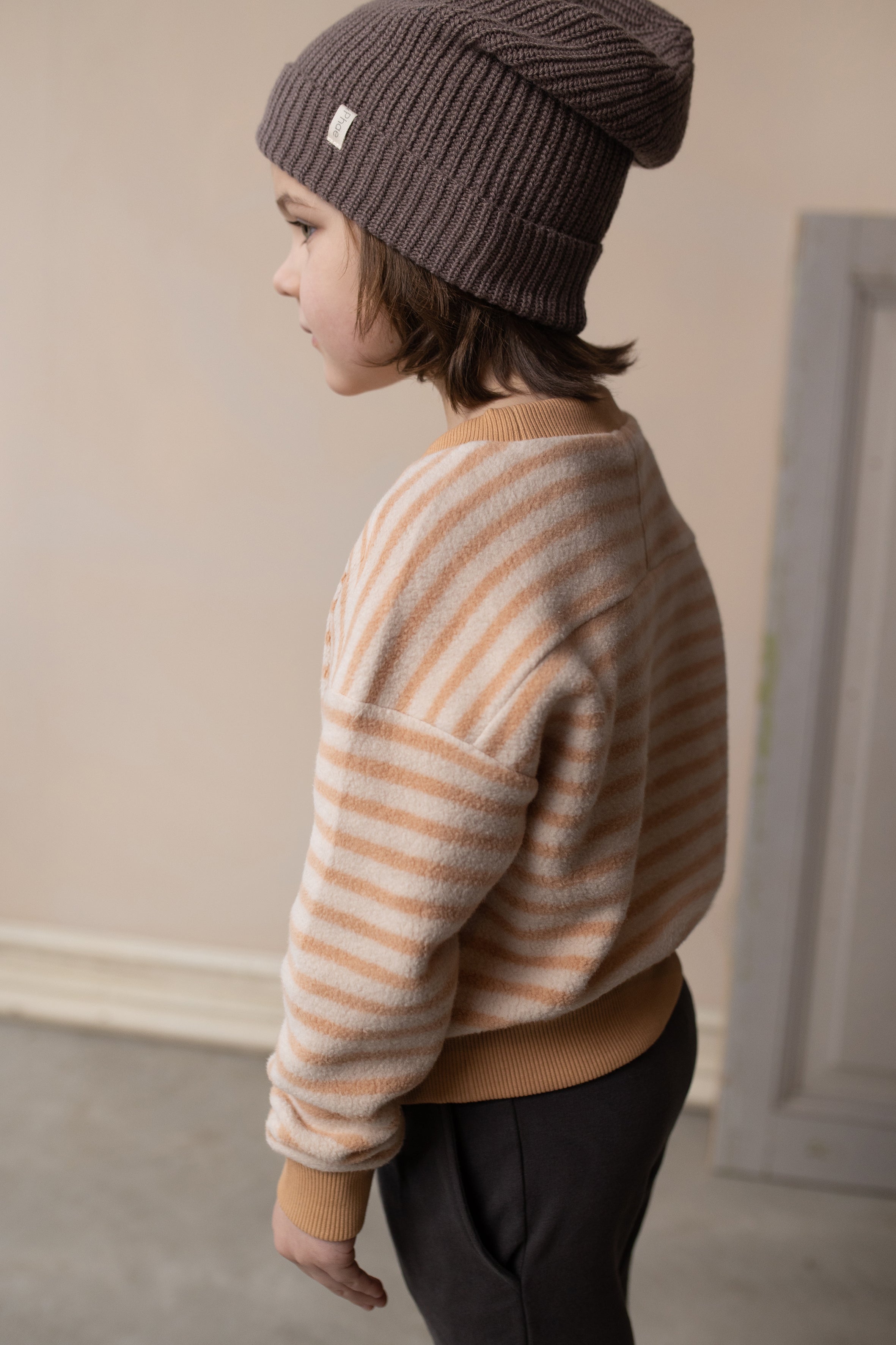 Oversized Teddy Sweater Stripes- Rose Tan