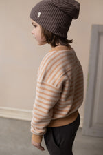 Load image into Gallery viewer, Oversized Teddy Sweater Stripes- Rose Tan

