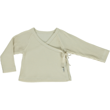 Ribbed jersey wrap over top in cream color