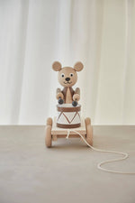 Load image into Gallery viewer, Wooden Pull Along Drummer Bear
