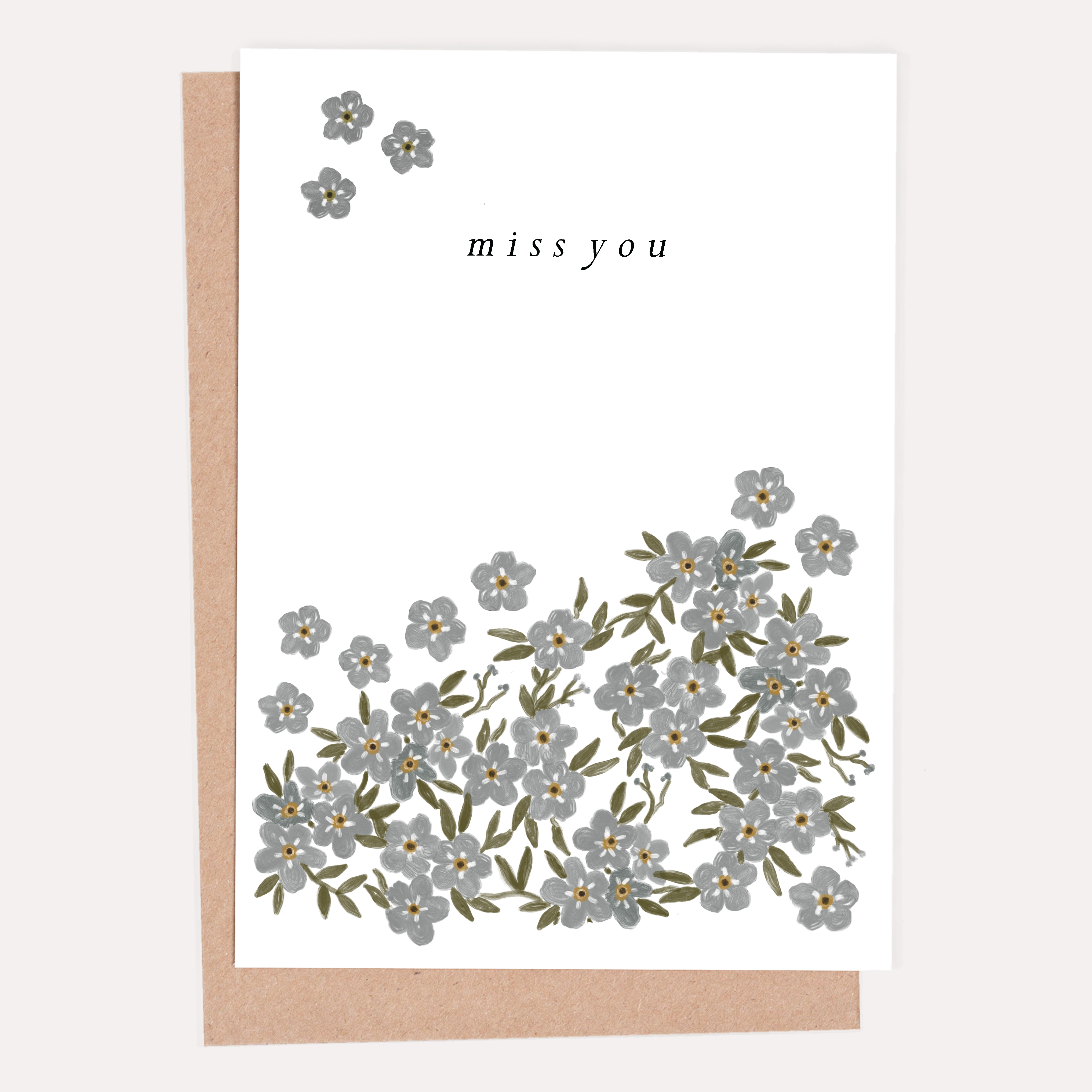 Miss You Forget-me-not Greeting Card