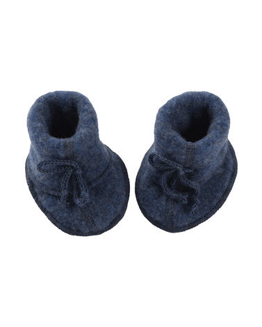 Engel Natur Wool Fleece Booties- Blue Melange