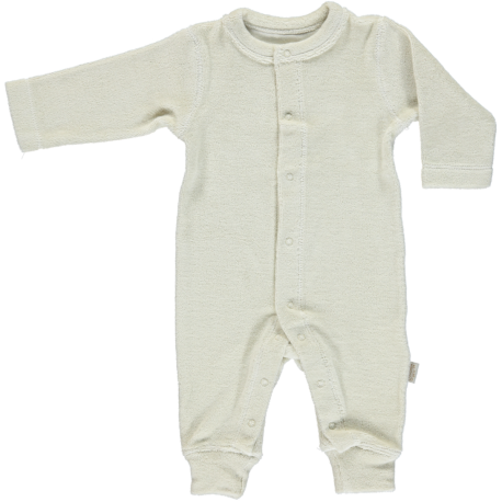 white terry cloth romper for babies with snap buttons